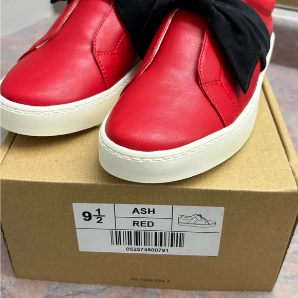 Ash Red Sneakers with Black Bow - Picture 2 of 4